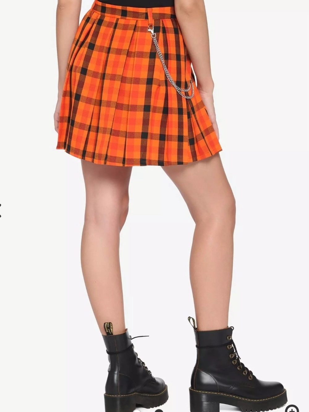 Hot Topic Orange Plaid Pleated Mini Skirt Sz S